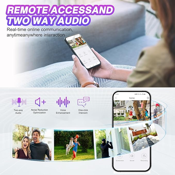 CKK 2K Security Camera Wireless Outdoor, 2.4G/5G Wireless, 360 Degree PTZ, PIR Motion Detection, Color Night Vision, 2-Way Talk, IP66 Waterproof, Audible & Floodlight Alarm for Home, Garage and Yard