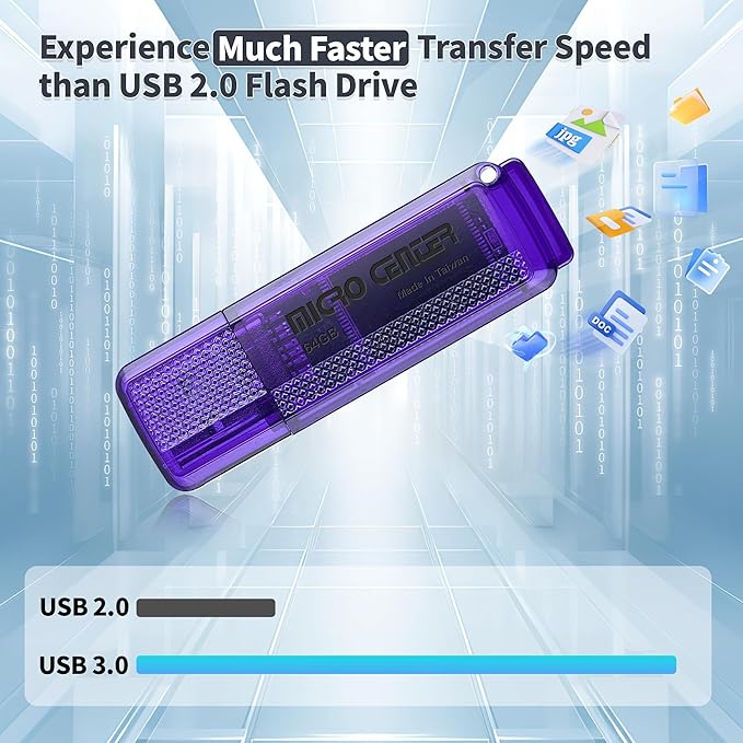 INLAND Micro Center SuperSpeed Single Pack 64GB USB 3.0 Flash Drive Gum Size Memory Stick Thumb Drive Data Storage Jump Drive (64G)