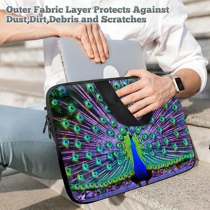 Laptop Sleeve Case Bag 13 inch, Peacock Slim Carrying Case Handbag Travel Laptop Bag for 13 inch MacBook Air M3/M2/Pro M2/ 13" iPad Pro/Air M4/M2 2024