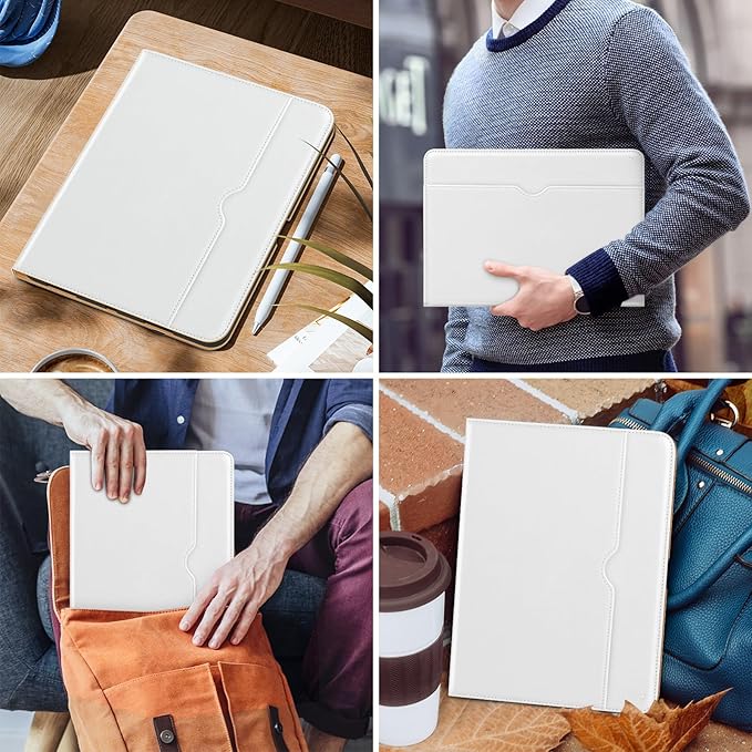 DTTO for iPad Pro 12.9 6th / 5th / 4th / 3rd Generation Case 2022/2021/2020/2018, Leather Folio Stand Cover with Built-in Apple Pencil Holder -Auto Wake/Sleep and Multi Viewing Angles, White