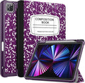 Fintie SlimShell Case for iPad Pro 11-inch (4th / 3rd Generation) 2022/2021 - Soft Flexible TPU Stand Back Cover with Pencil Holder, Also Fit iPad Pro 11" 2nd / 1st Gen, Composition Book Purple
