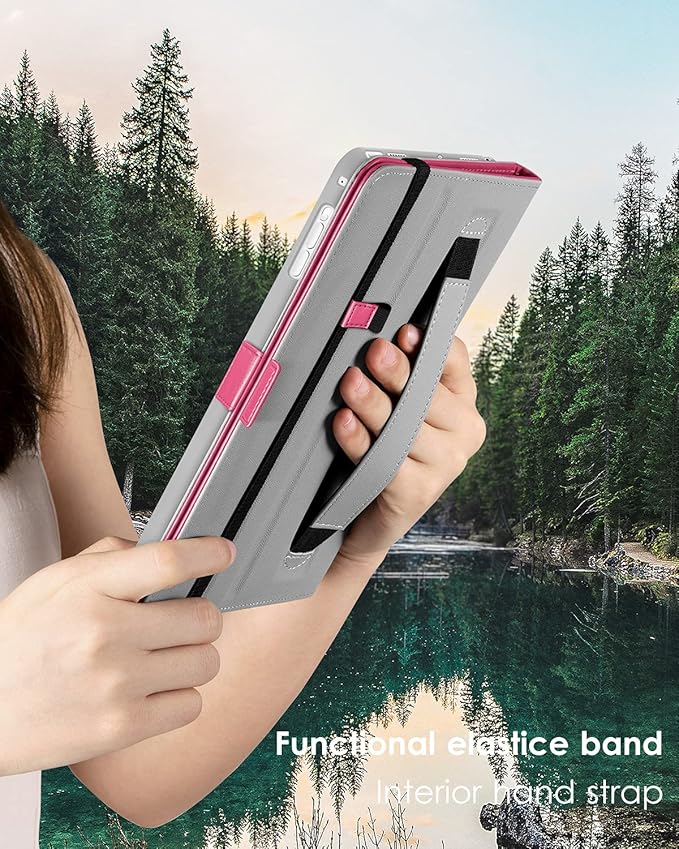 DTTO for iPad 9.7 Inch 5th/6th Generation 2018/2017 Case with Apple Pencil Holder, Premium Leather Folio Stand Cover Case for Apple iPad 9.7 inch, Also Fit iPad Pro 9.7/Air 2/Air - Rose Red