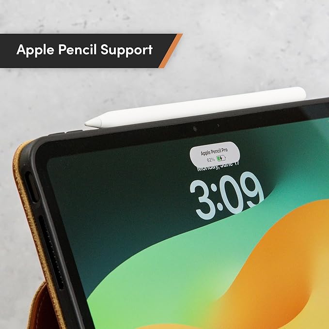 Casemade Real Leather Case Compatible with iPad Pro 11” M5 (2025)/M4 (2024) - Full-Grain Leather Cover, Auto Sleep/Wake, Dual Stand Position (Tan)