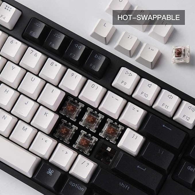 Keychron C1 Hot-swappable Wired Mechanical Computer Keyboard with Gateron G Pro Brown Switch/Double-Shot ABS Keycaps/White Backlight/USB Type-C Cable, Tenkeyless 87 Keys for Mac Windows PC