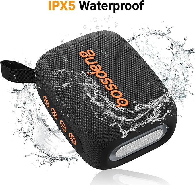 Portable Waterproof Bluetooth Speaker IPX5 for Outdoor,HD Sound All-Day Playtime, BT5.3,Wireless Speakers with Lights, Essentials for Beach/Party/Camping,Gifts for Men Women Boys Girls-Black