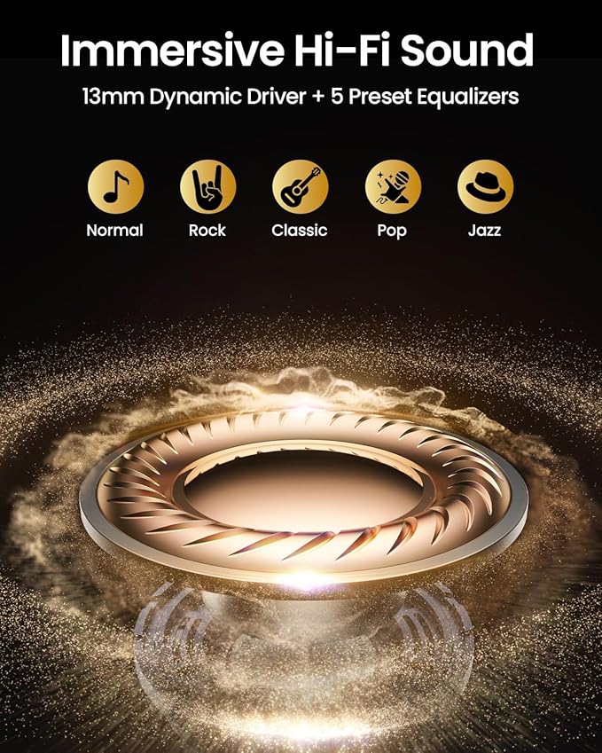 LEEMC Wireless Earbuds, Bluetooth Headphones 6.0, Ear Buds with Touch Screen, ANC ENC Noise Cancelling, 40H Bass Stereo Sound Over-Ear Earphones for iOS, Android, Sports,Workout, Rosegold