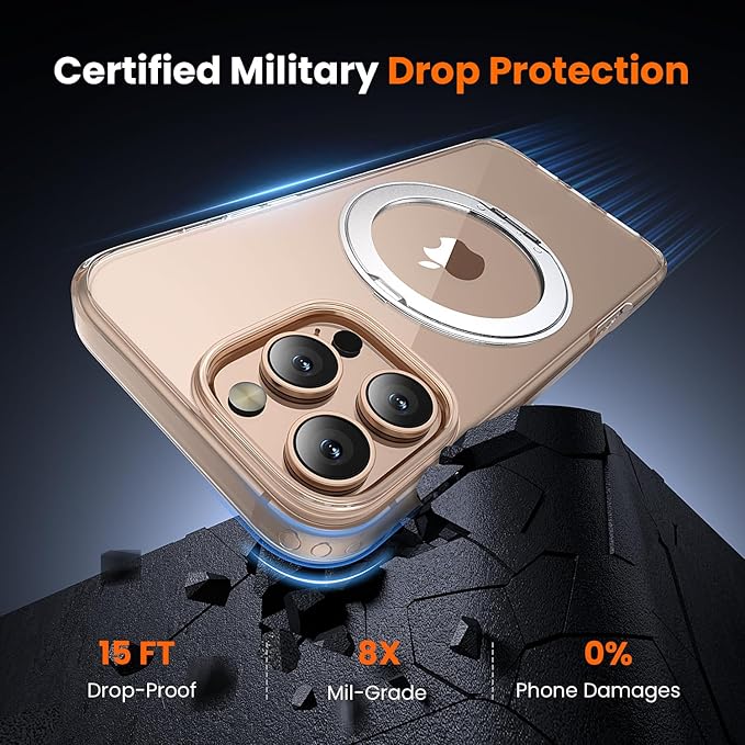 toushion 3 in 1 for iPhone 16 Pro Max Case Stand |Build in Kickstand,Screen Protector *1 & Camera Lens Protector*1, Not Yellowing, Fits MagSafe, Military-Grade Protection