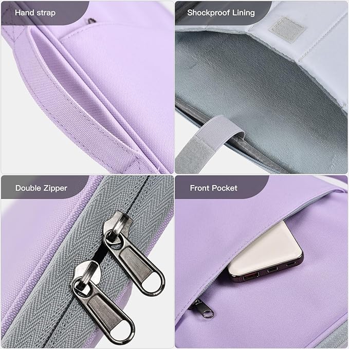 13 Inch Laptop Sleeve Case for 2026 MacBook Neo A18 13", MacBook Air 13-inch M5 A3449 M4 A3240 M3 M2 A3113 A2681,Travel Carrying Computer Bag with Accessory Pocket, Purple
