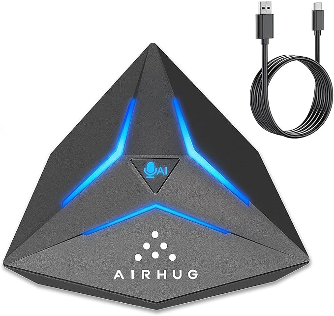 AIRHUG USB Computer Microphone, Gaming Microphone for Windows, Mac, PS4/5, Noise Reduction, Mute Button & RGB Indicator, Plug & Play Condenser Microphone for Video Conference, Streaming, Online Class
