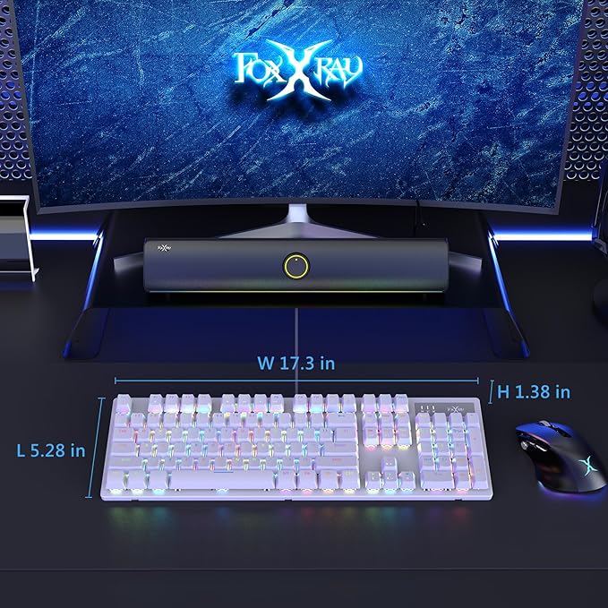 FOXXRAY HKM-88 Full-Size Mechanical Gaming Keyboard, Customizable Keys with Macro Support, RGB Backlit, Standard Clicky Blue Switches, USB Plug and Play for PC