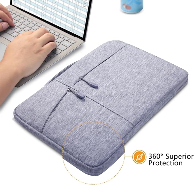 Megoo 10" Laptop Sleeve Case for Microsoft Surface Go 4/3/2 10.5", Samsung Galaxy Tab A9+/A8/S9 11"/S9 FE 10.9", iPad Pro 11"/Air 10.9", Carry Case for 9"-11" Chromebook Tablet(Gray)