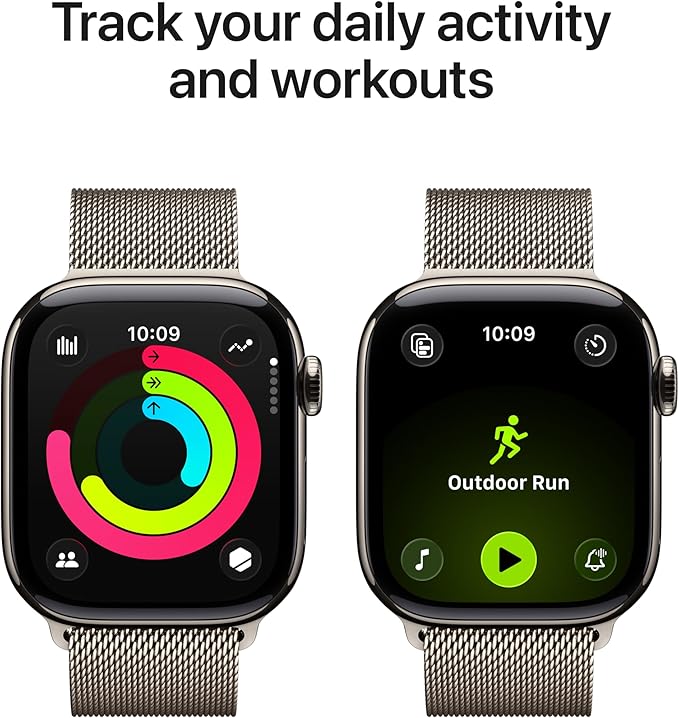 Apple Watch Series 11 [GPS + Cellular 42mm] Smartwatch with Natural Titanium Case with Natural Milanese Loop. Sleep Score, Fitness Tracker, Health Monitoring, Always-On Display, Water Resistant