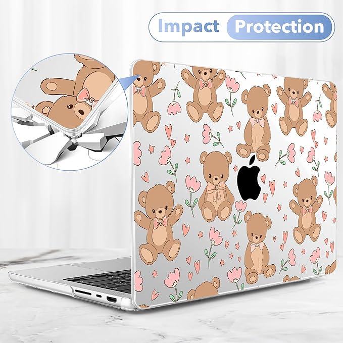 May Chen for 2026 MacBook Pro 14-inch M5 M4 M3 M2 M1 Pro/Max Chip, Release 2026 2025-2021, Model A3427 A3426 A3434 A3112 A3401 A3185, Plastic Hard Shell with Keyboard Cover, Cute Teddy Bear