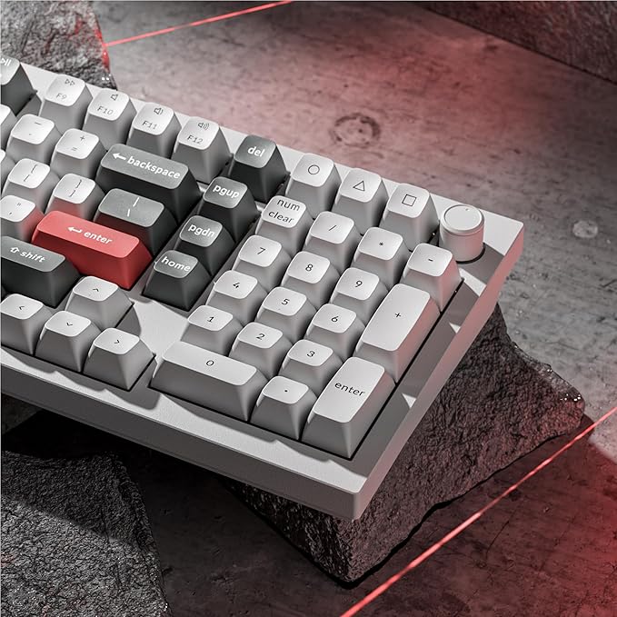 Keychron Q5 Ultra 8K Polling Rate Wireless Custom Mechanical Keyboard 2.4 GHz & Bluetooth 660Hr Battery Aluminum ZMK Launcher with Hot-swappable Red Switches PBT Keycaps for Mac Windows Linux - White