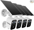 Defender Solar Powered 4K/8MP AI Everwatch Wireless Outdoor Security Camera, 4 Pack, Battery Powered, AI Tracking, Color Night Vision, Spotlight/Siren, IP66 Rated, Two-Way Talk, No Monthly Fees