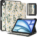 Uppuppy for iPad Air 11 inch Case M3 2025/M2 2024 - Air 5th/4th Generation Case 10.9'' Women Girls Cute Embroidered Folio Stand Cover with Pencil Holder & Card Slot Girly Daisy Flowers Design Cases
