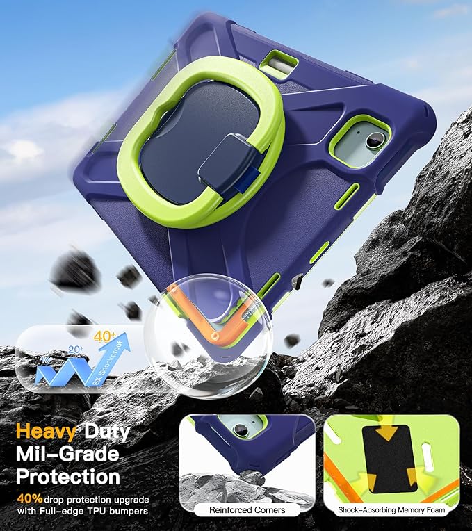 BRAECN for iPad Air 11 Inch Case M4 2026/M3 2025/M2 2024, iPad Air 10.9" 5th/4th Gen, iPad Pro 11 4th/3rd/2nd/1st Kids Cover with Screen Protector, Pencil Holder, Shoulder Strap, Handle & Kickstand