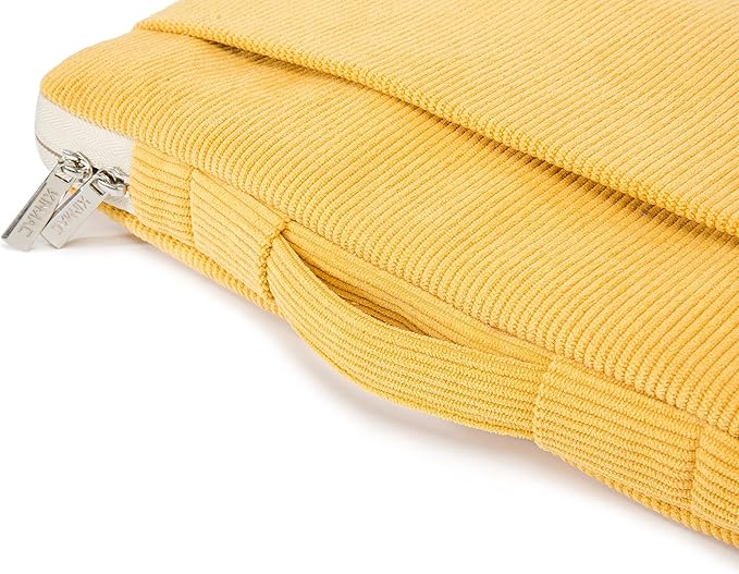 Kinmac 360° Protective Laptop Sleeve Case Bag Cover with Handle for MacBook Air 15 inch, and 15 inch-15.6 inch HP,Lenovo,Dell,ASUS,Acer Notebook Computer (Yellow Corduroy)