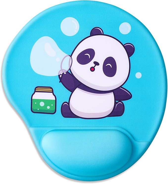 Ergonomic Mouse Pad with Wrist Support,Cute Mouse Pads with Wrist Rest,Comfortable Mouse Pad for Home Office Gaming Working Computers Laptop,Pain Relief with Non-Slip PU Base (Bubble Panda)