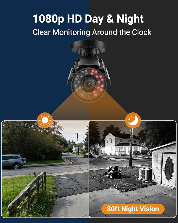 Anlapus 1080P Hybrid 4 in 1 Security Camera, HD TVI/CVI/AHD/CVBS Indoor Outdoor CCTV Bullet Cam, Metal Housing, IP66 Weatherproof, 80ft Night Vision, for 960H,720P,1080P,5MP,4K Analog Surveillance DVR