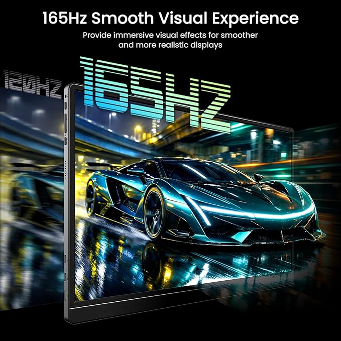 VILVA 17.3'' Portable Monitor 2.5K QHD 165Hz Gaming Display, Ultra-Slim Metal Body, Built-in Stand, USB-C HDMI External Monitor for Laptop, PC, PS5, Xbox, Switch