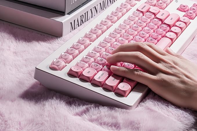 ZORNHER CG870 Foundation Mechanical Keyboard,80% Pink Creamy Keyboard Wireless,Cute Jelly MOA Profile Keycaps,Creamy Sounding Linear Switches,Hot-Swappable,RGB Backlit