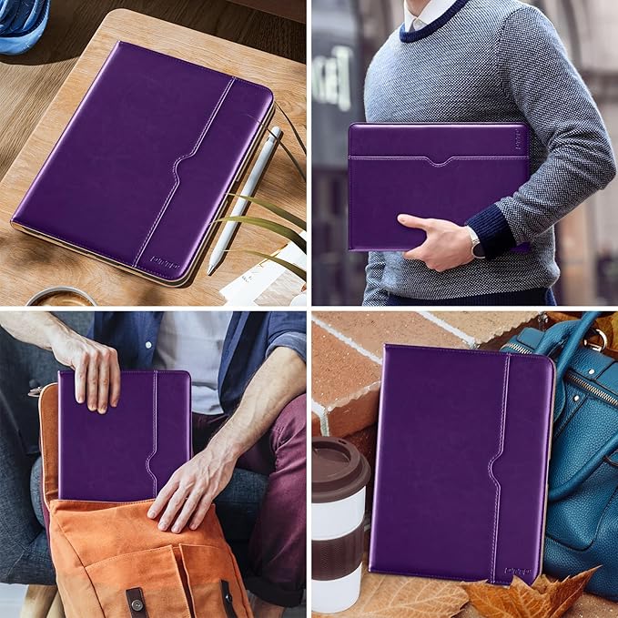 DTTO for iPad Pro 12.9 6th / 5th / 4th / 3rd Generation Case 2022/2021/2020/2018, Leather Folio Stand Cover with Built-in Apple Pencil Holder -Auto Wake/Sleep and Multi Viewing Angles, Dark Purple