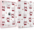 Case for iPad Air 13 inch 2026 M4 2025 M3 2024 M2 Release with Pencil Holder - Aesthetic Cute Preppy Design Trifold Cover with Soft TPU Bumper Clear Back Auto Sleep for Girls Women, Cherry