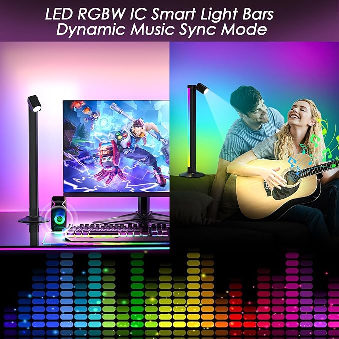 Smart Light Bar with Swivel Lamp, LED Light Bar for Room, RGB & IC Ambient Backlight with 16 Million Colors, 213 Preset & 8 Scene Modes, Dynamic Music Sync, 3 Modes Control, for Gaming, Read