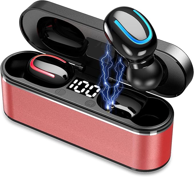 Wireless Bluetooth Earbuds,Ear Buds with HiFi Stereo Sound,Superlight-Weight Headphone 36H Long Playtime,Noise Cancelling Wireless Earphone,Bluetooth 5.4,IPX7 Waterproof,Red