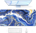 Auhoahsil Large Mouse Pad, XXL Gaming Mousepad, Desk Mat for Desktop, Thick Rubber, Big & Long Size, Stitched Edges, Full Desk Pad for Laptop & Computer, Extended 31.5 x 11.8 in, Navy Marble