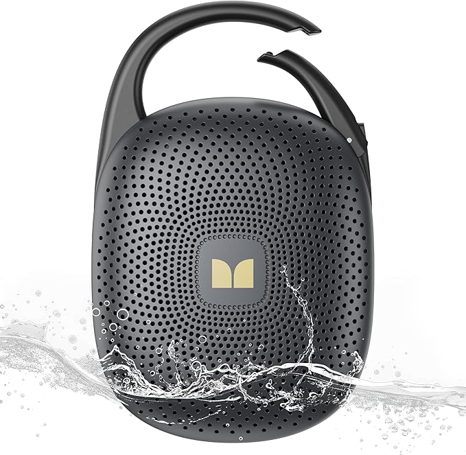 Monster Clip-On Speaker with Carabiner, Ultra-Portable Bluetooth 6.0 Shower Speaker IPX7 Waterproof, 29H Playtime Small Wireless Speaker for Hiking Camping Beach Outdoor Travel - Black
