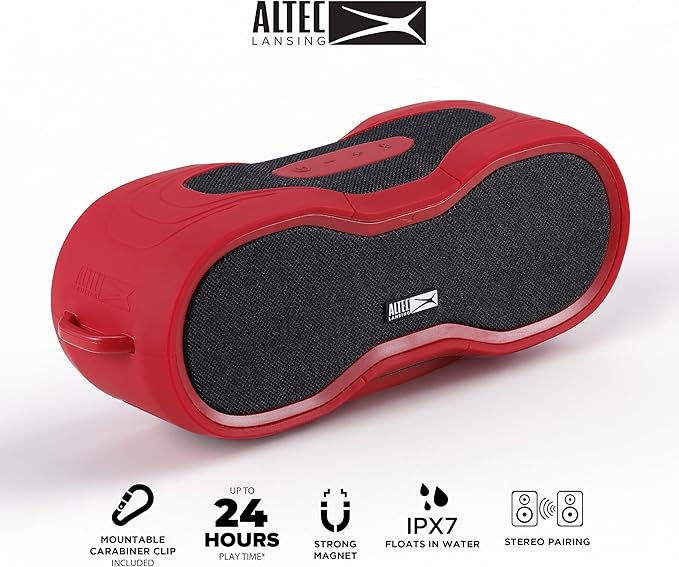 Altec Lansing - BoomJacket Wireless Bluetooth Speaker, Magnetic Waterproof Speaker, IPX7 Outdoor Speaker with 24H Playtime, Portable Speaker with Carabiner, Mountable, Quick Charge