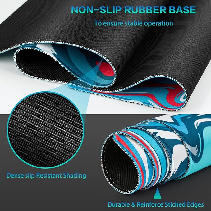 Canjoy Gaming Mouse Pad, Fluid Pattern Mouse Pad 31.5x11.8inch Large Extended Computer Mouse Mat Keyboard Full Desk Mousepad for Gaming, Office, Home