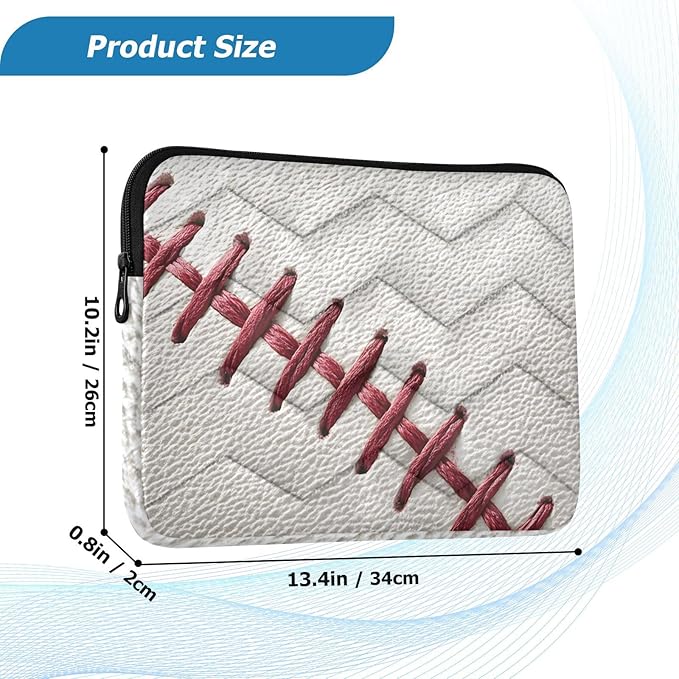 Baseball Laptop Case Sleeve, Baseball Texture Retro Red White Shockproof Protective Computer Carrying Cover, Briefcase Handbags 13-13.3inch Laptop Sleeve Bag