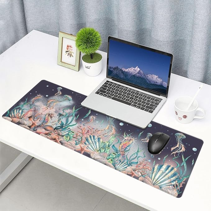 Jellyfish Mouse Pad XL Large Mousepad Non Slip Rubber Base Desk Mat for Laptop Computer Gaming 31.5" X 12"