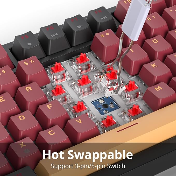 75% Gasket Mount Mechanical Keyboard - Wired, Custom Hot Swappable, RGB Backlit TKL Keyboard for PC & Laptop Gamers (Red Samurai)