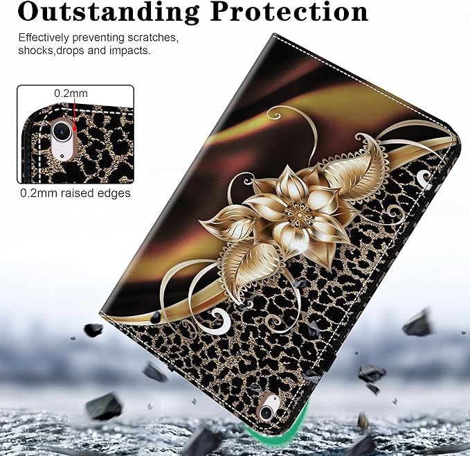 Compatible with iPad Air 11 Inch Case 8th/7th/6th Generation (M4/M3/M2) 2026/2025/2024, for iPad Air 5th/4th Generation Case 10.9 Inch 2022/2020 with Pencil Holder & Stand - Metallic Flower