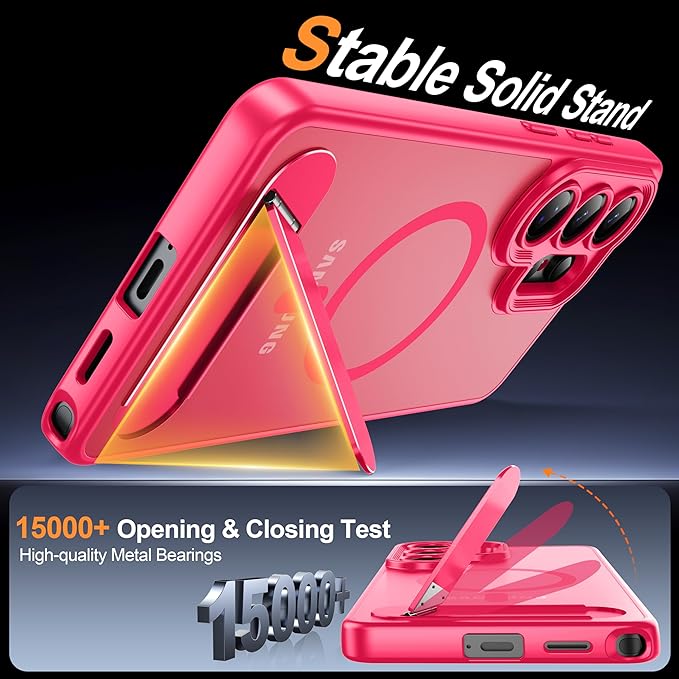 Magnetic for Samsung Galaxy S26 Ultra Case, [Compatible with MagSafe][Full Camera Protection][Built-in Invisible Kickstand] Translucent Matte Phone Case for S26 Ultra 6.9" - Hot Pink