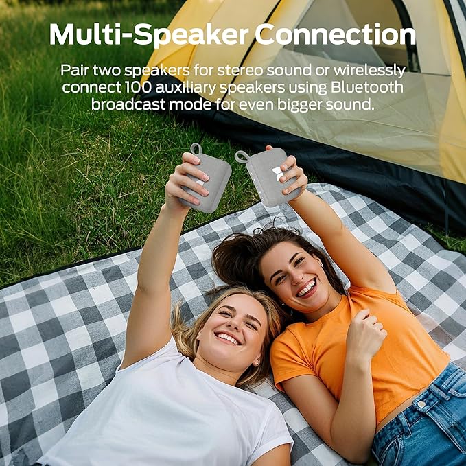 Monster Cube 1 Portable Bluetooth Speaker, IP68 Waterproof, Bluetooth 6.0, 20H Playtime, Powerful Stereo Sound, Speaker for Home, Outdoors and Travel, Grey