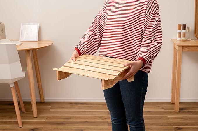PaletteLife Wooden Footrest, D11.42 xW17.72 xH4.93 (29x45x12.5cm), 1x1.5 ft, Medium, Natural Ashwood, Ergonomic Design