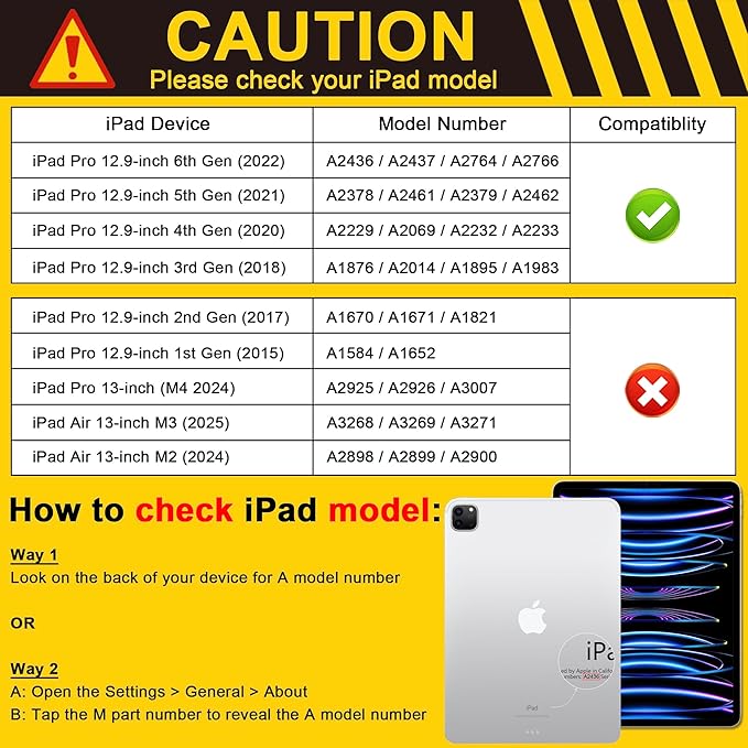 MEEgoodo for iPad Pro 12.9 Case M2 6th/5th/4th/3rd Generation 2022 2021 2020 2018 with Pencil Holder, Tablet Cover with Soft TPU Back Shell, Blue Shades