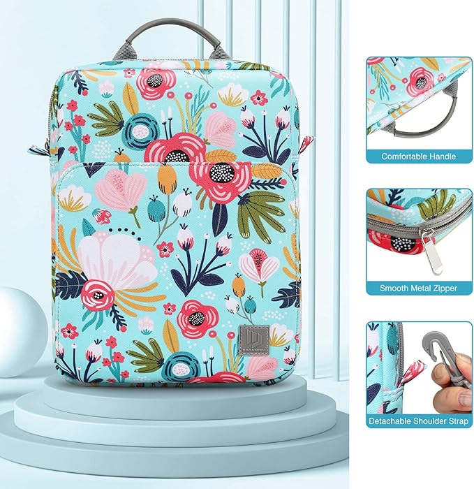 Dadanism 9-11 Inch Tablet Sleeve Bag Carrying Case with Shoulder Strap for iPad (A16) 11", iPad 10th Gen 10.9", iPad Air M4/Pro M5 11", iPad 9/8/7th 10.2", Galaxy Tab A11+ Plus 11",Grass+Flower