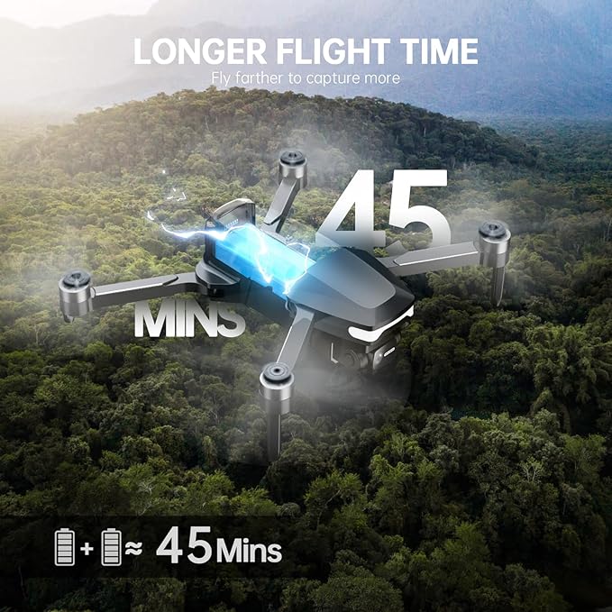 GPS Drones with Camera for Adults 4K, Under 249g, 45 Mins Flight, Brushless Motor, Light, Auto Follow, Tap Fly & Circle Fly, One Key Start, Foldable Drone for Adults Beginners