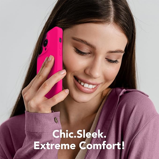 Magnetic for iPhone 13 Pro Max Case, Compatible with MagSafe, [Full Camera Protection][Screen Protector] Silicone Shockproof Protective Phone Case for iPhone 13 Pro Max 6.7", Hot Pink