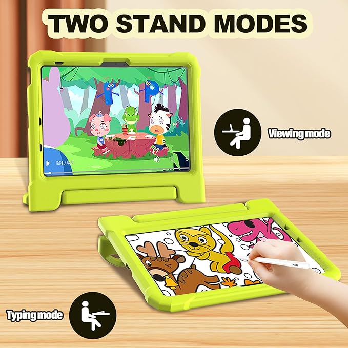 YIHE Kids Case for iPad (A16) 11th Generation 11 Inch 2025 & iPad 10th Generation 10.9 inch 2022, with Built-in Screen Protector and Handle Stand, Full Body Shockproof Protective Cover, LightYellow