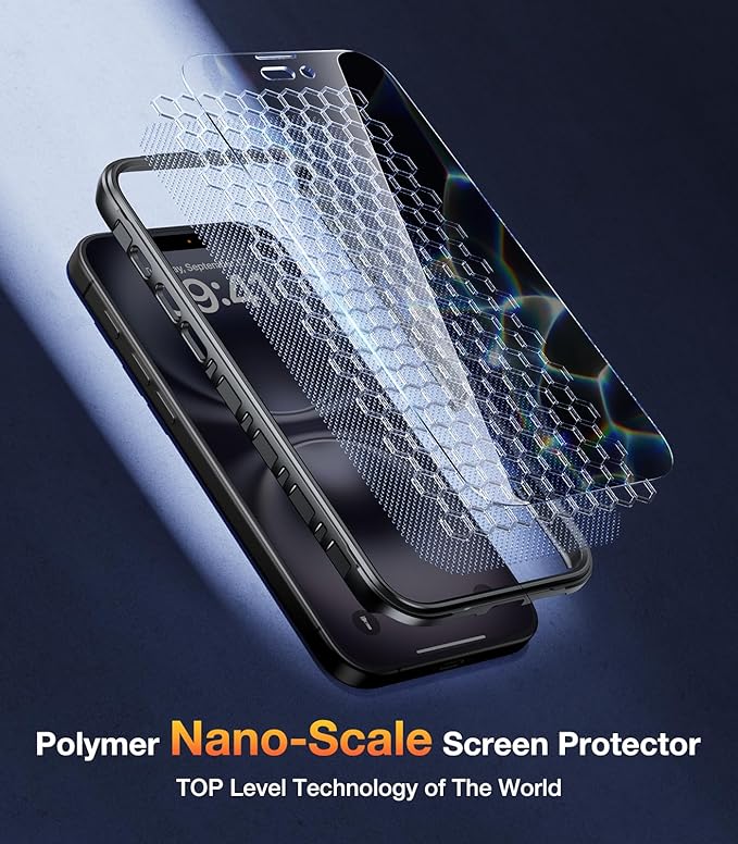 Diaclara Designed for iPhone 16 Case 6.1 Inch,Upgraded [Full Camera Protection] Full Body Rugged Clear Bumper Case with Built-in Privacy Screen Protector for iPhone 16,Black