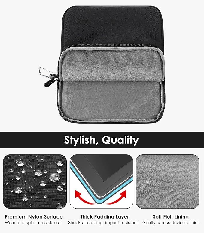 MoKo 9-11 Inch Tablet Sleeve Bag Carrying Case Fits New 11-inch iPad Pro M4/iPadAir M2 2024, Air 5/4/3 10.9"/10.5", Pro 11 M2, 10th 10.9, 9/8th Gen 10.2, Galaxy Tab S8/S9 11", Black