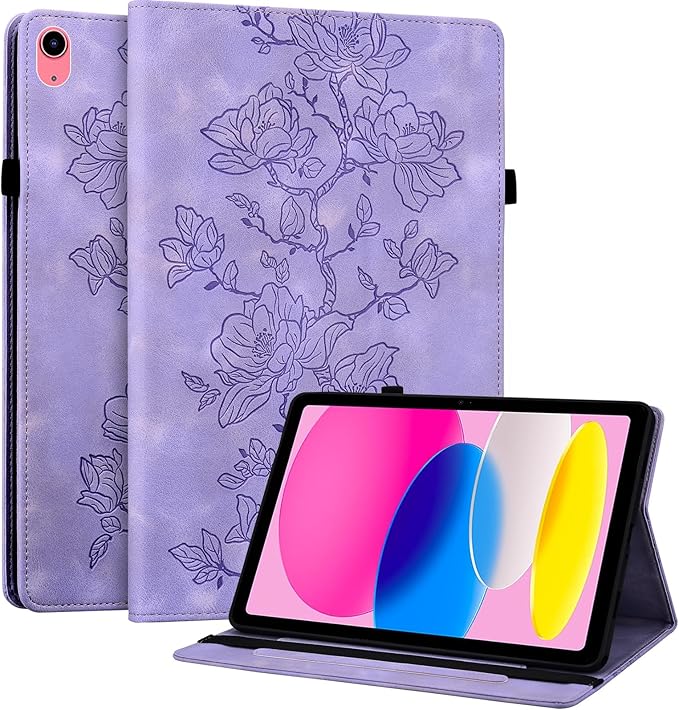 Case for iPad (A16) 11th Generation 11 Inch 2025, iPad 10th Generation 10.9 inch 2022, Auto Wake/Sleep Slim PU Leather Folio Cover with Multi-Angle Stand and Pen Holder, Purple
