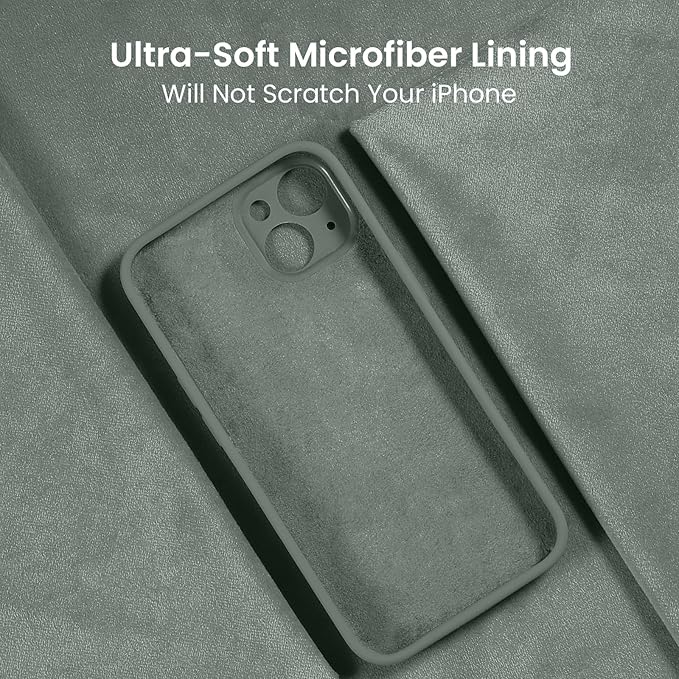 FireNova Designed for iPhone 15 Case, Silicone Upgraded [Camera Protection] Phone Case, Soft Anti-Scratch Microfiber Lining Inside, 6.1 inch, Calke Green